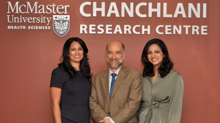 Sonia Chanchlani, Jonathan Patz and Tina Chanchlani at the Chanchlani Research Centre.